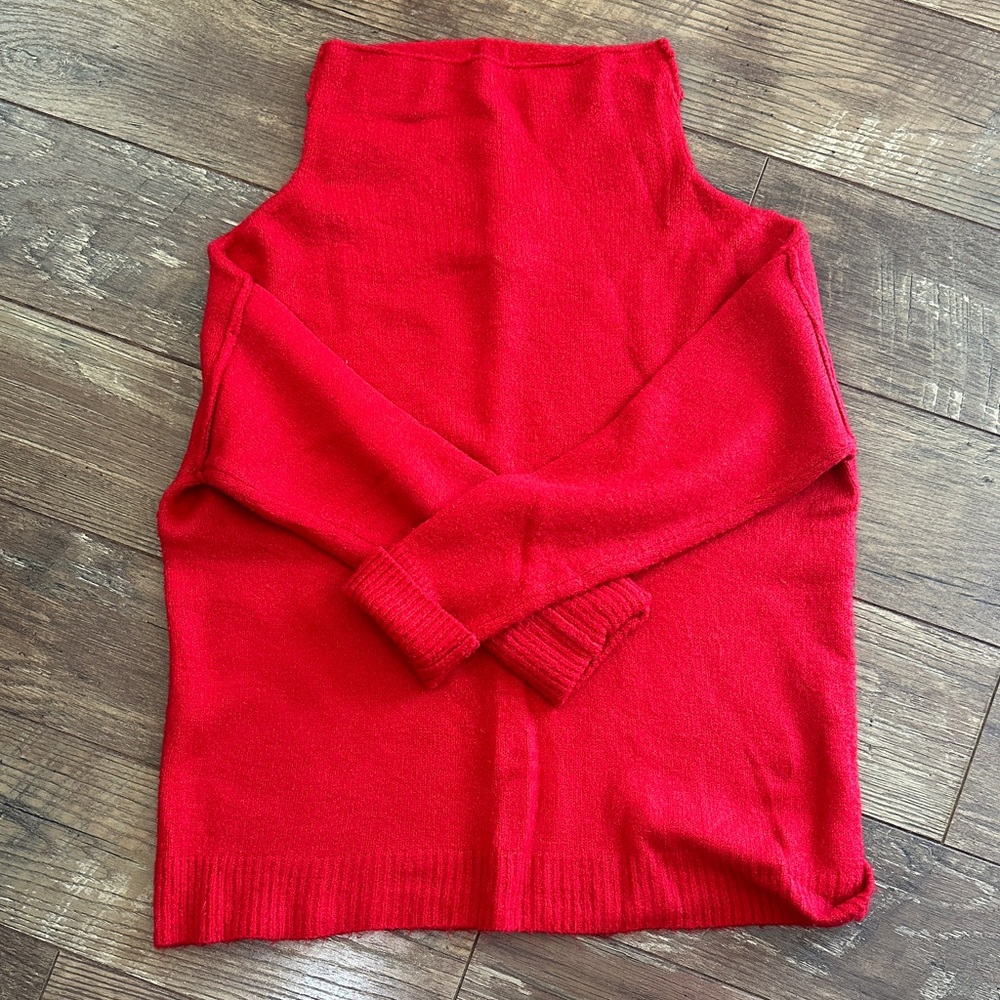 John + Jenn Vibrant Red Cowl Neck Sweater